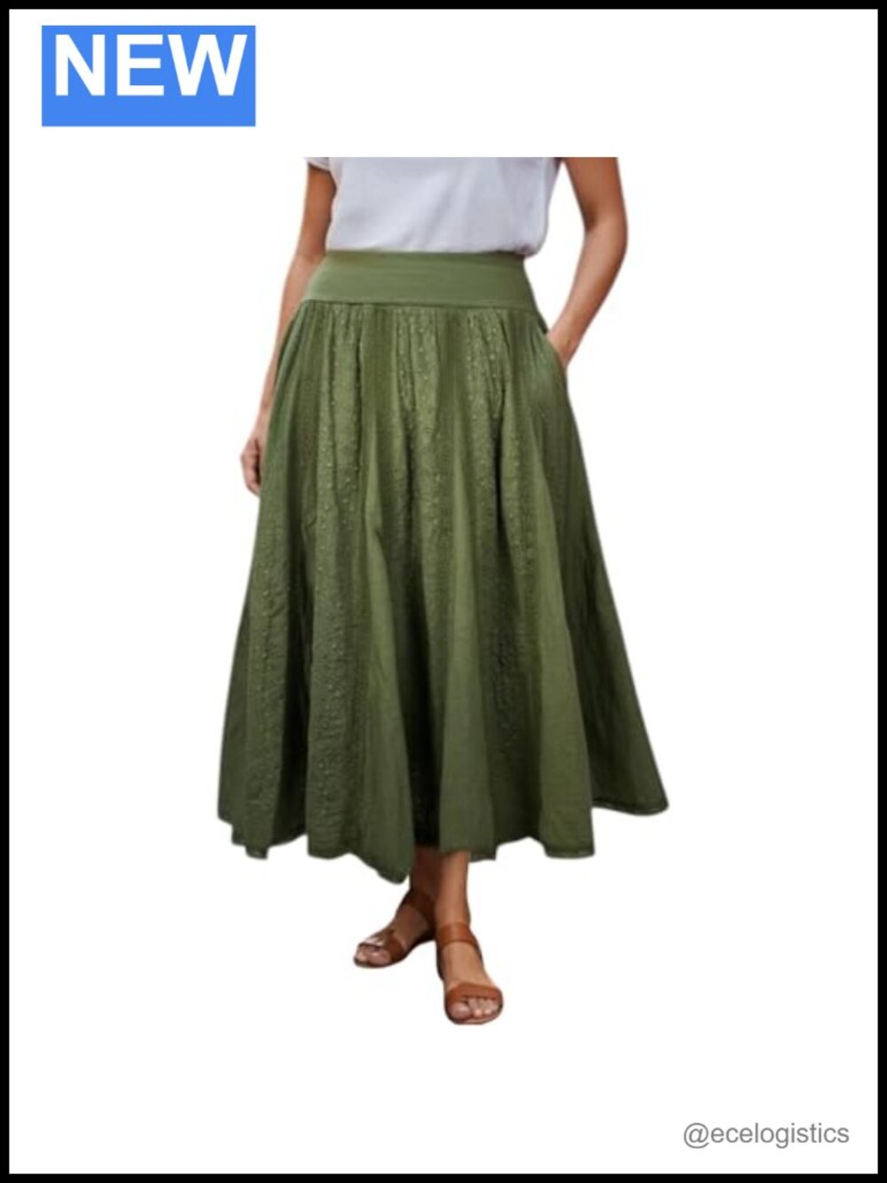 Boho Cotton Maxi Skirt High-Waisted Long Flowing A-Line